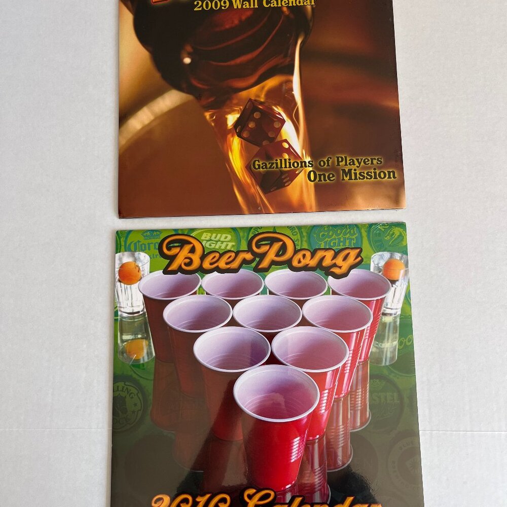 Bundle 2 VTG Wall Calendars Beer Games Different Playing Drinking Games